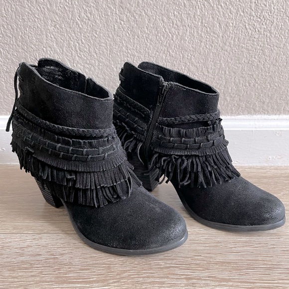 Naughty Monkey black fringe booties size 8 - Picture 1 of 5